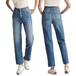 Madewell Sz 30 Tall Perfect Vintage Straight Jeans Becker Wash Button-Front
